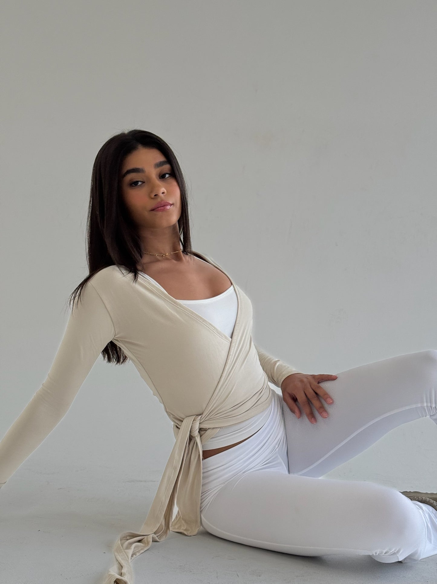 Beige wrap top