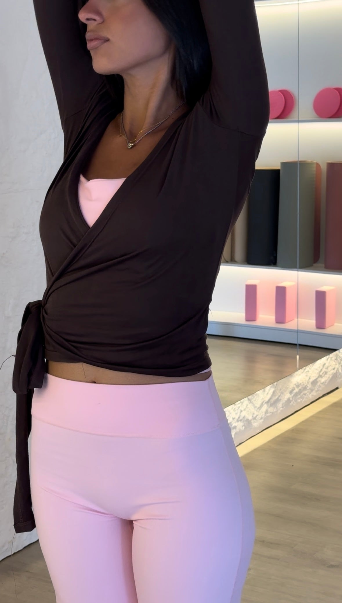 Wrap top in chocolate brown