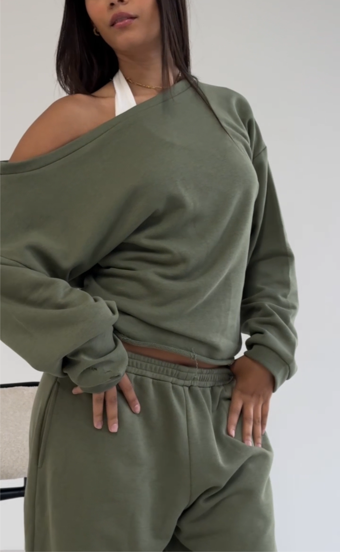 Olive off-shoulder